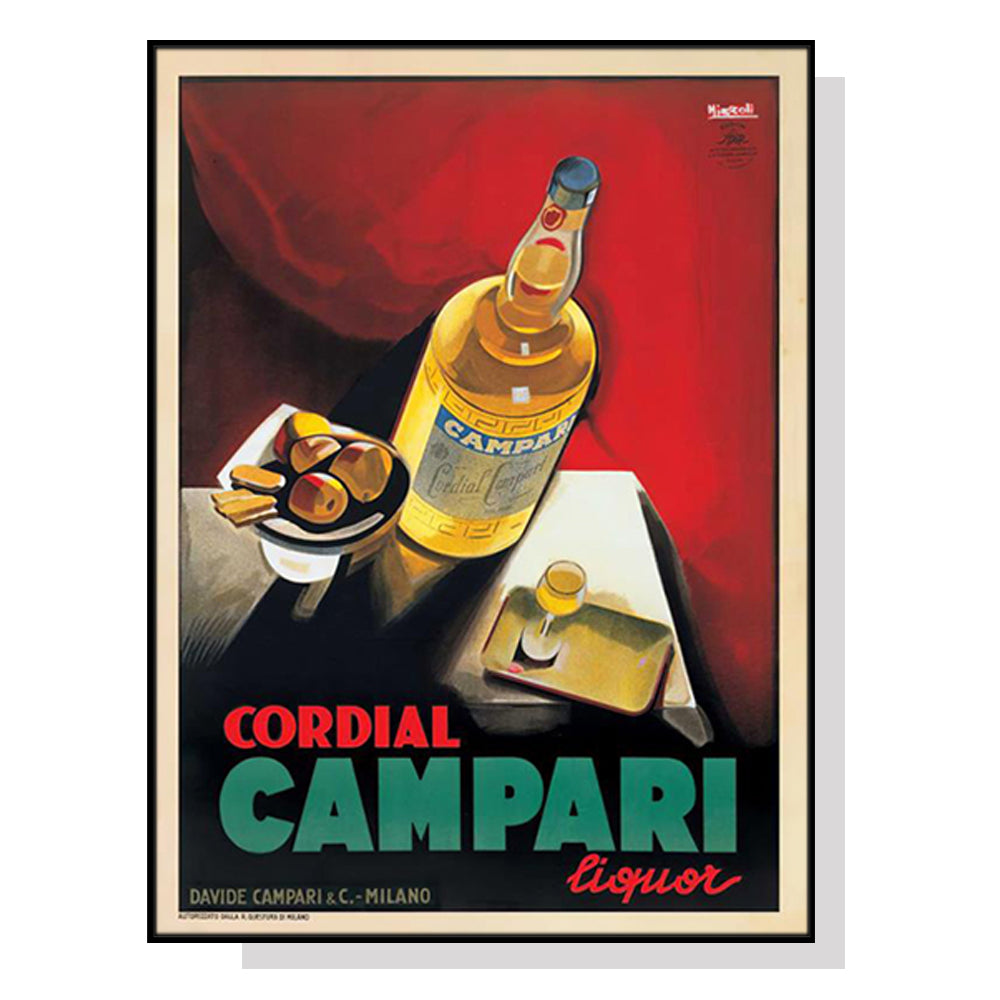 Cordial Campari Liquor Canvas Art with Black Frame – 100cm x 150cm