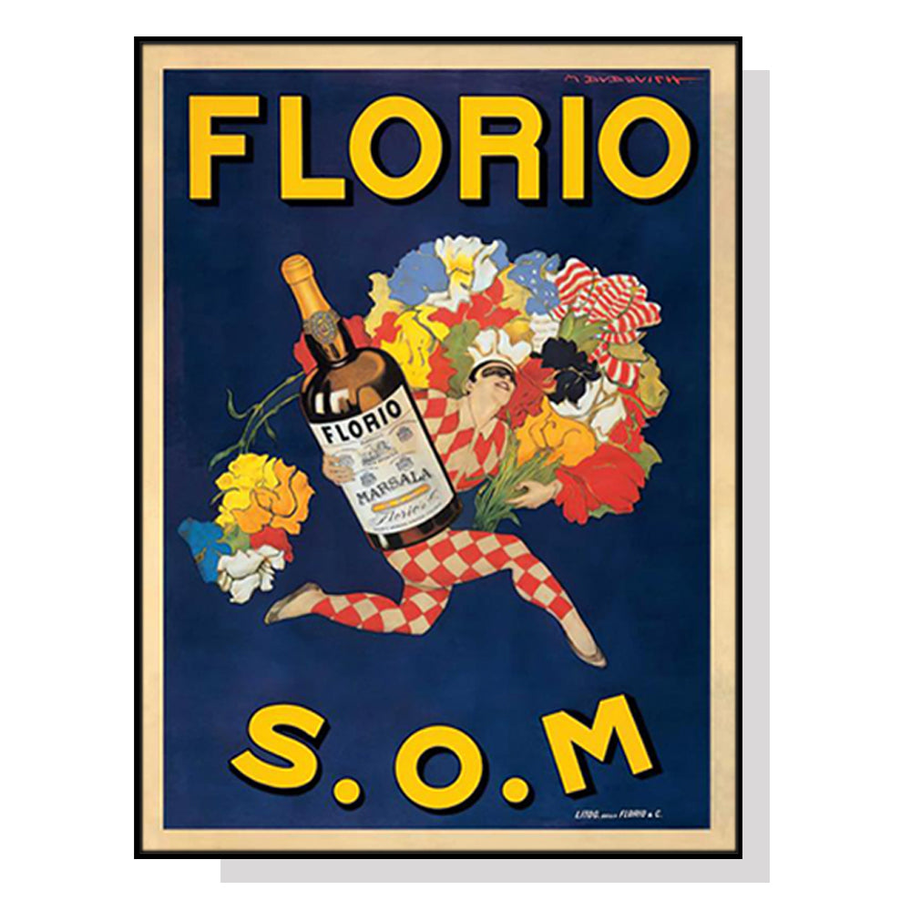 Framed Canvas Wall Art - 90cm x 135cm Florio S.O.M with Black Frame