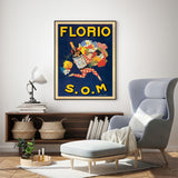 Framed Canvas Wall Art - 90cm x 135cm Florio S.O.M with Black Frame