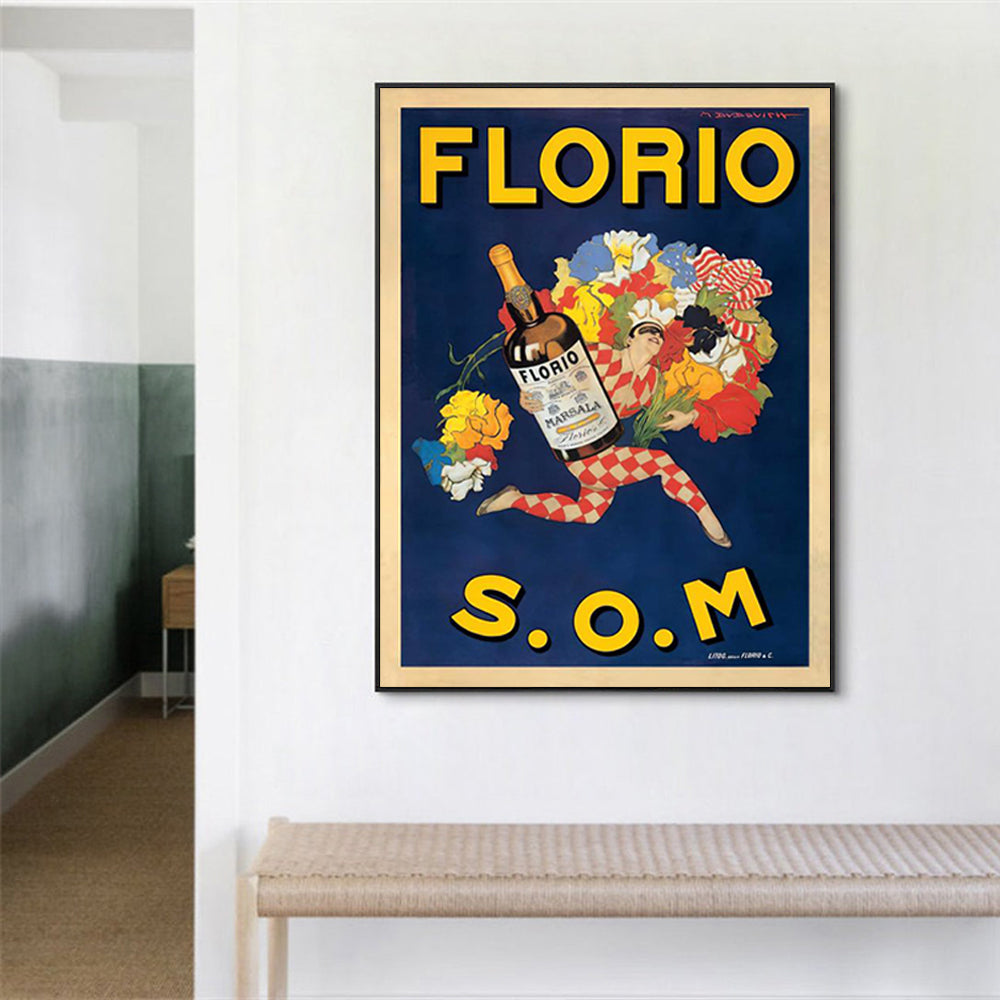 Framed Canvas Wall Art - 90cm x 135cm Florio S.O.M with Black Frame