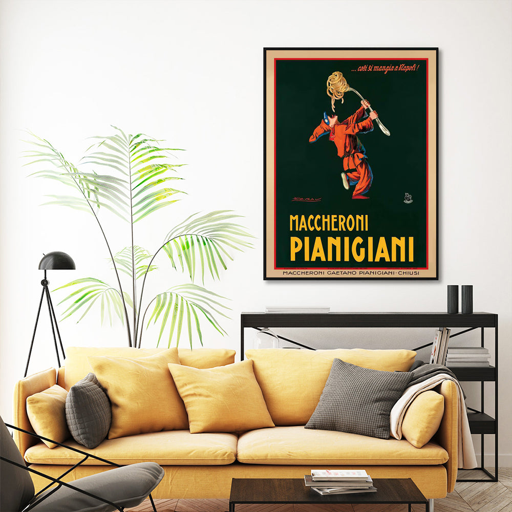 Canvas Wall Art 90cmx135cm Maccheroni Pianiciani with Black Floating Frame