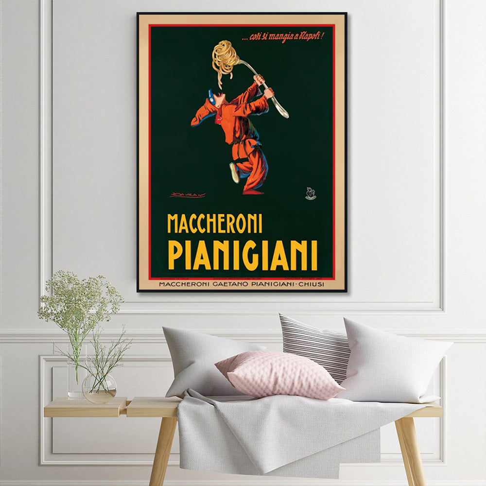 Canvas Wall Art 90cmx135cm Maccheroni Pianiciani with Black Floating Frame