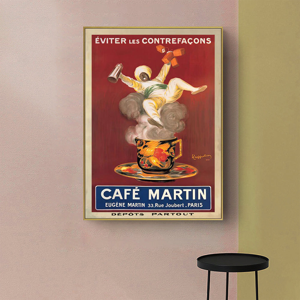 Elegant Cafe Martin Canvas Art with Gold Frame - 90cm x 135cm