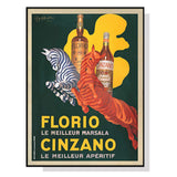 Framed Canvas Wall Art - 100cm x 150cm Florio Cinzano with Black Finish