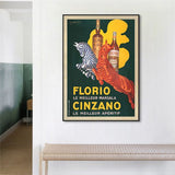 Framed Canvas Wall Art - 100cm x 150cm Florio Cinzano with Black Finish