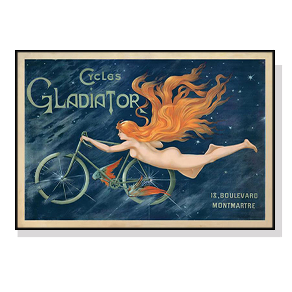 Artistic Canvas Print of Gladiator Cycles in Black Frame - 40cm x 60cm