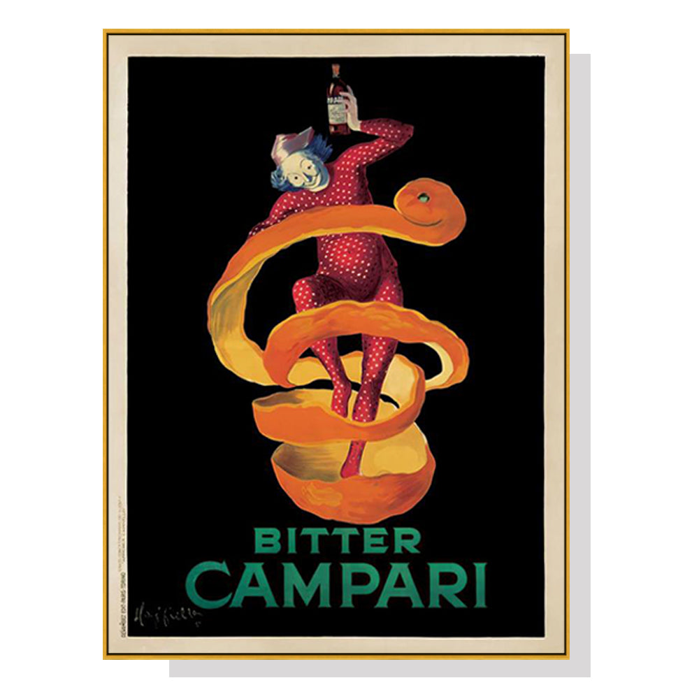 Bitter Campari Canvas Art with Gold Frame - 90cm x 135cm