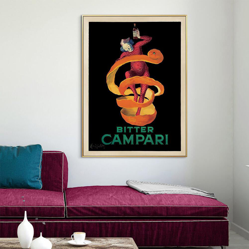 Bitter Campari Canvas Art with Gold Frame - 90cm x 135cm