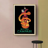 Bitter Campari Canvas Art with Gold Frame - 90cm x 135cm