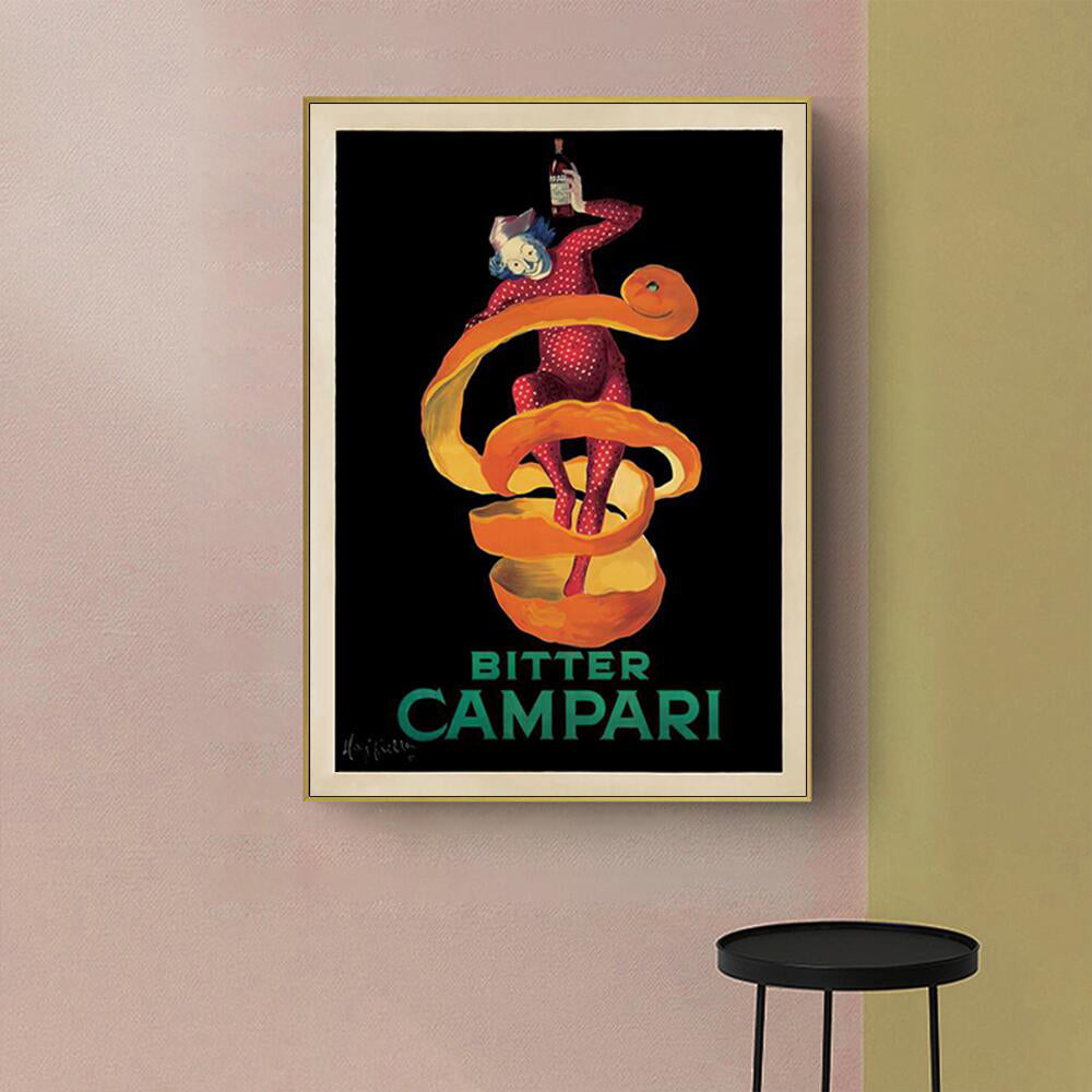 Bitter Campari Canvas Art with Gold Frame - 100cm x 150cm