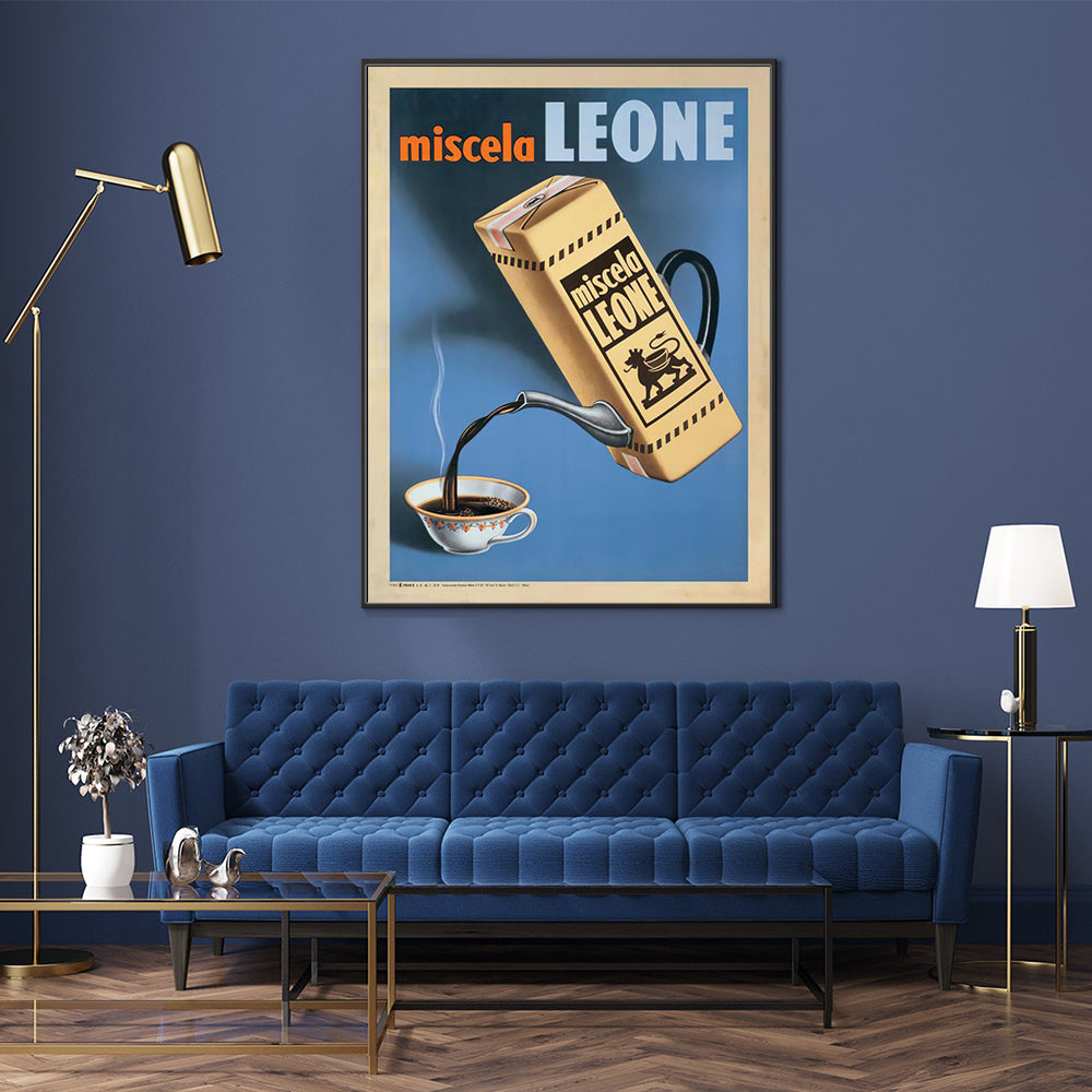 Leone Miscela Canvas Wall Art - 90x135cm Black Framed Print, 1950s Style