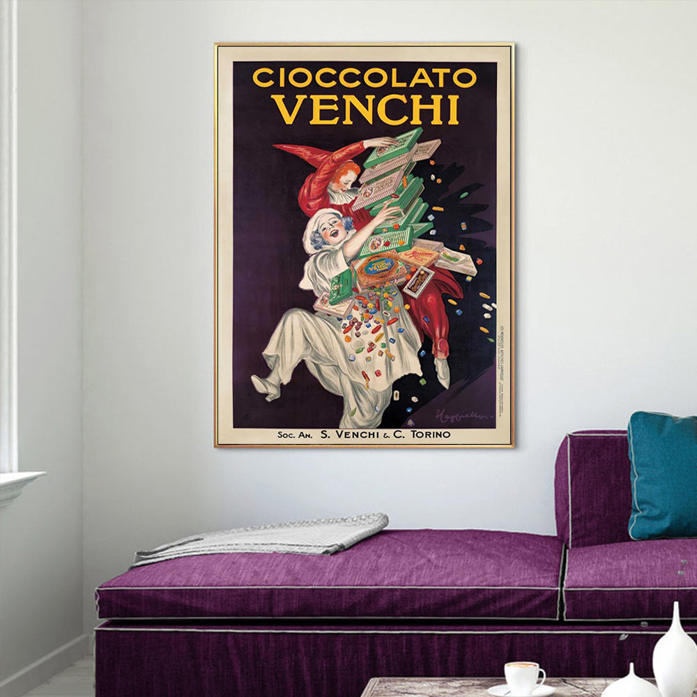 Vintage Gold Framed Canvas Print - Cioccolato Venchi 90cm x 135cm Art Piece