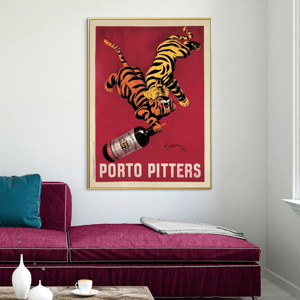 Vintage Gold Framed Canvas Art - Porto Pitters 90cm x 135cm