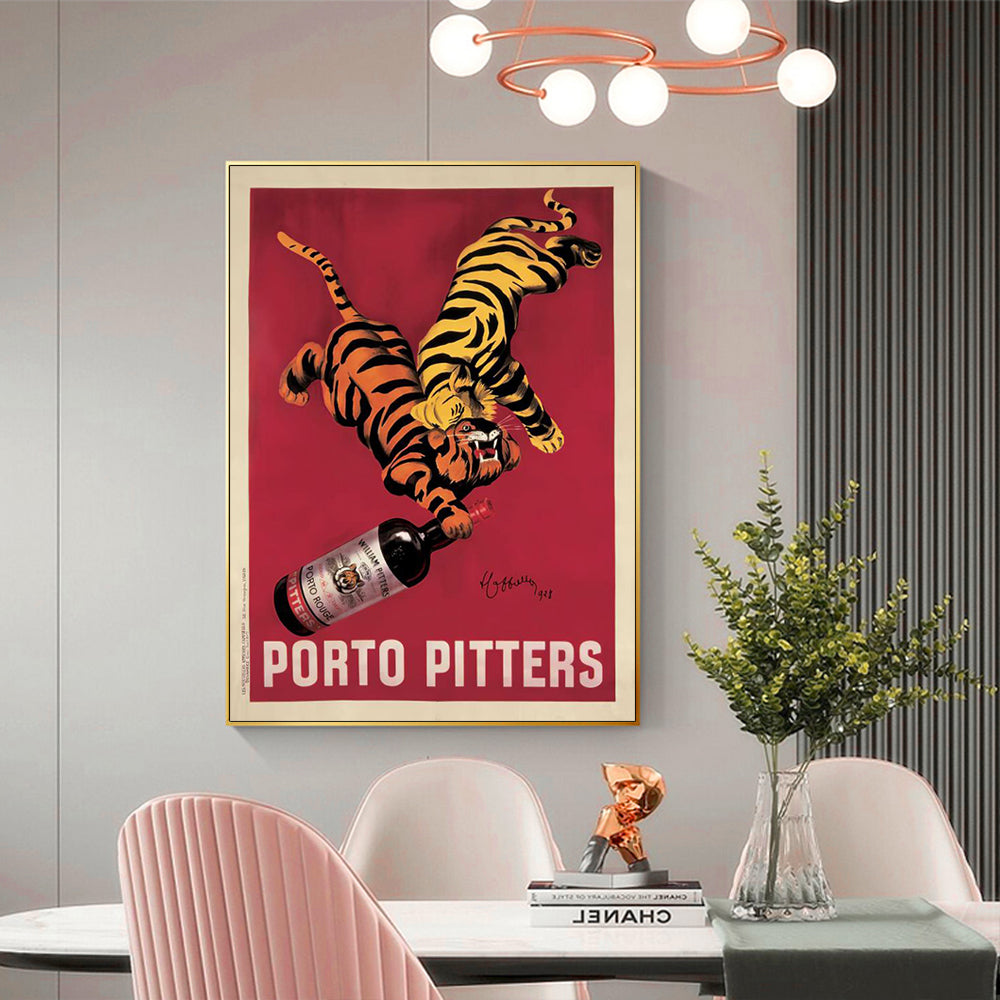 Vintage Gold Framed Canvas Art - Porto Pitters 90cm x 135cm