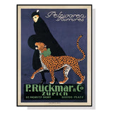 Vintage Canvas Wall Art of Woman with Leopard - 90cm x 135cm Framed Print