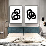 Black and White Canvas Wall Art Set with Floating Frame - 90cm x 135cm