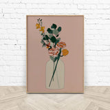 Bohemian Floral Canvas Art with Wood Frame - 90cm x 135cm