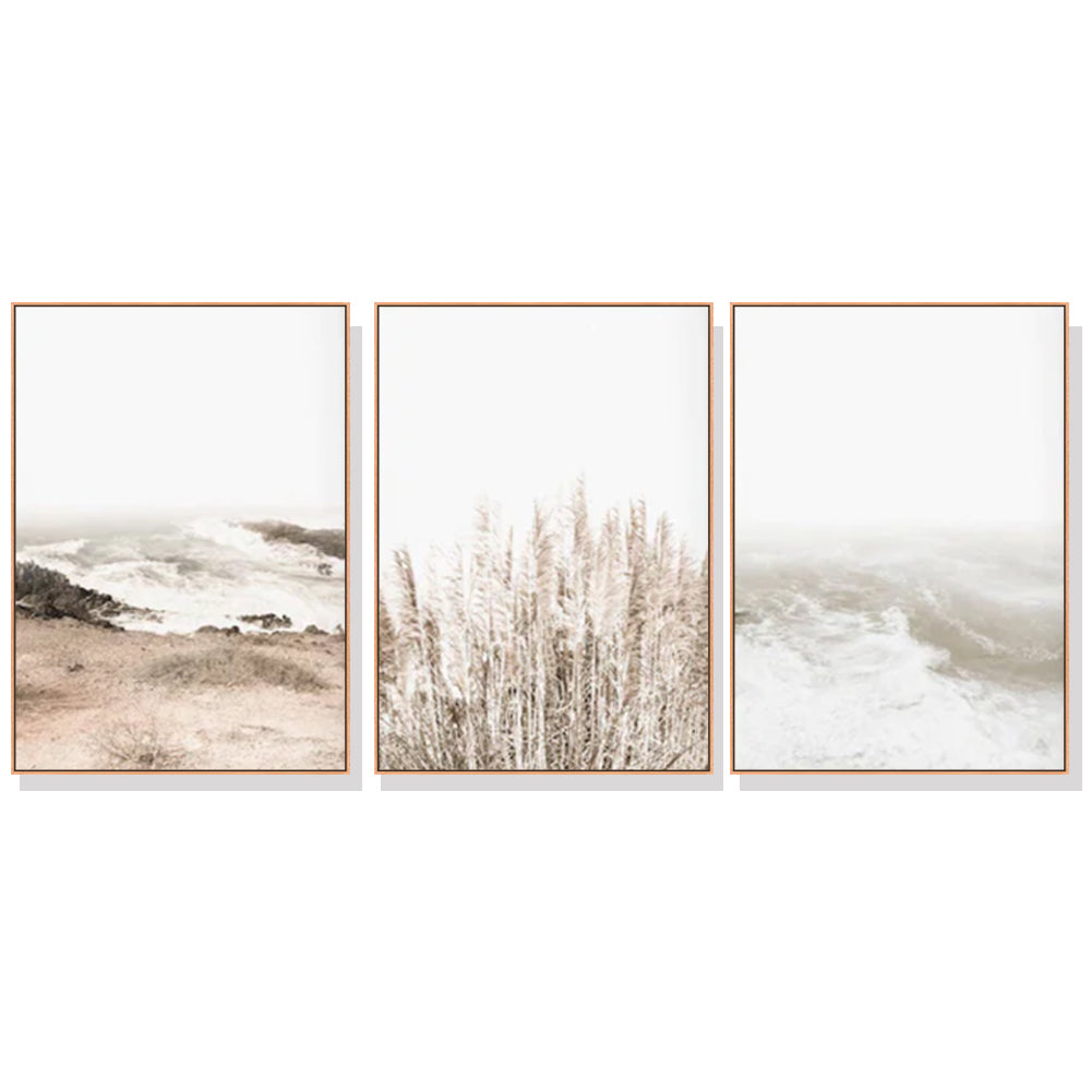 Coastal Serenity: 3-Piece Framed Canvas Wall Art (70cm x 100cm)