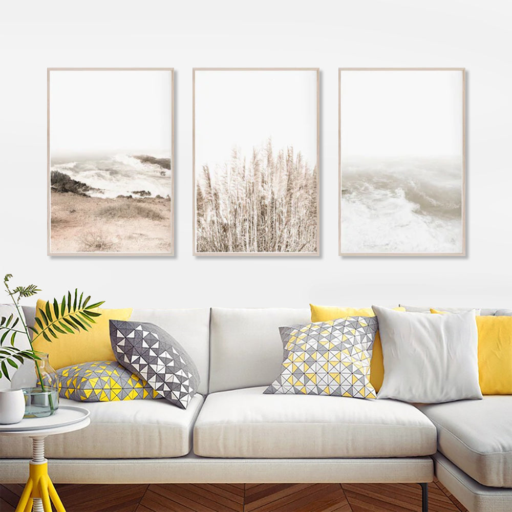 Coastal Serenity: 3-Piece Framed Canvas Wall Art (70cm x 100cm)