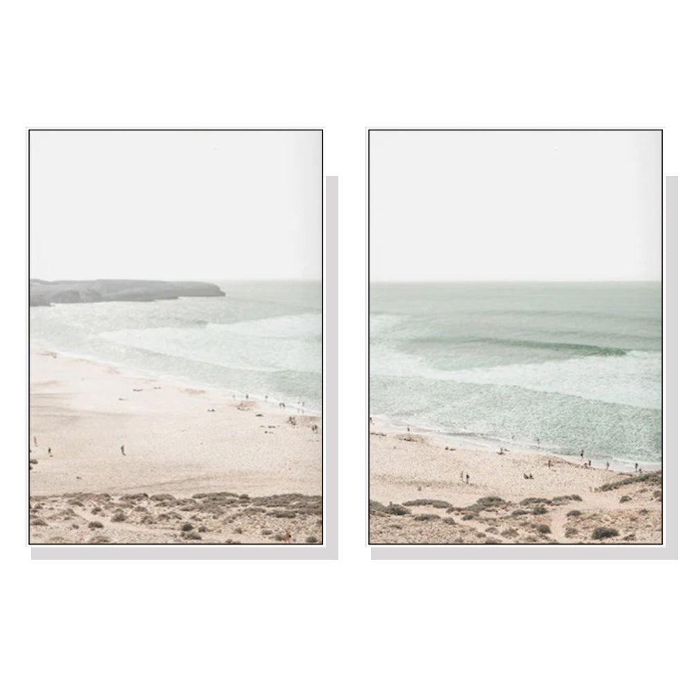 Coastal Canvas Art Prints with White Frames - 70cm x 100cm (Set of 2)