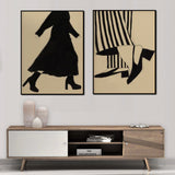 Fashion Illustration Canvas Wall Art Set - 40x60cm Framed Prints in Black