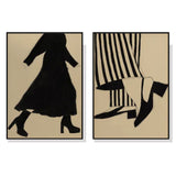 Stylish 80x120cm Fashion Illustration Canvas Art with Black Frame - Set of 2