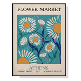 Athens Flower Market Canvas Print with Black Frame - 90cm x 135cm