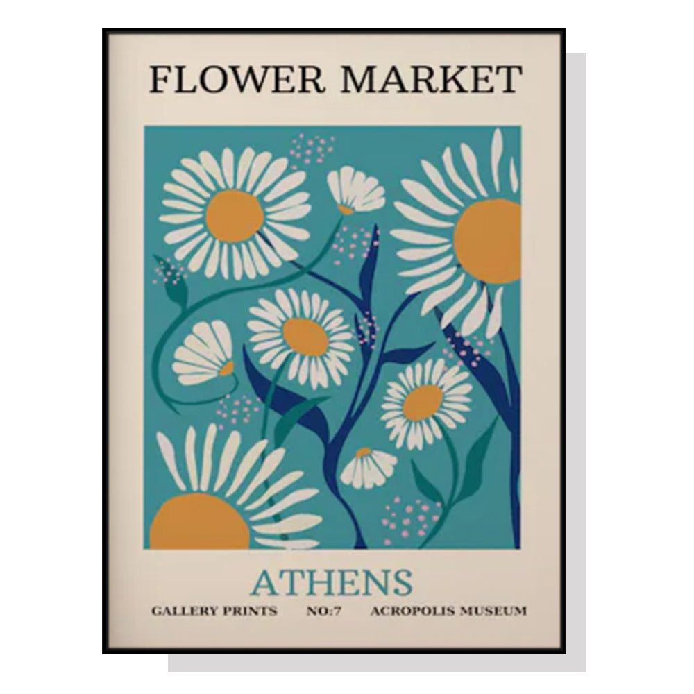 Flower Market Canvas Art with Black Frame - 100x150cm Premium Print