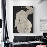 Mid Century Modern Lady Canvas Art - 100cm x 150cm with Black Floating Frame