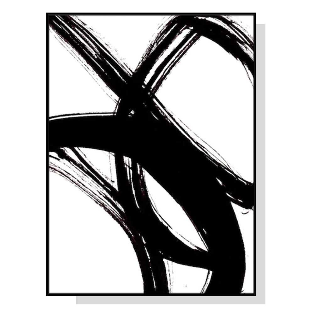 Framed Minimalist Black Canvas Art 90cm x 135cm with Floating Effect