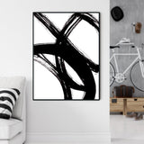 Framed Minimalist Black Canvas Art 90cm x 135cm with Floating Effect