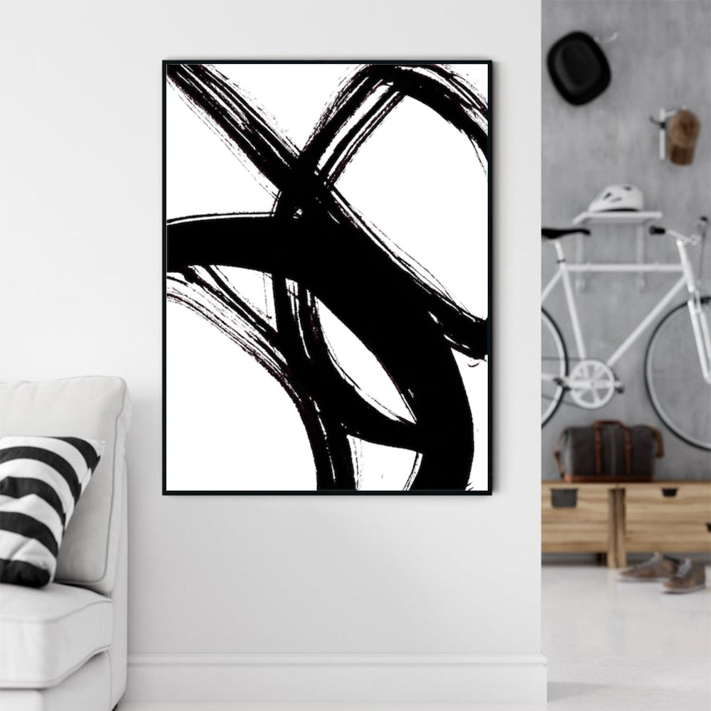 Minimalist Black Canvas Art with Floating Frame - 100cm x 150cm