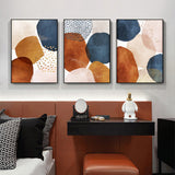 Navy, Pink, and Beige Wall Art Set - 90cm x 135cm Black Framed Canvas Prints (3 Pieces)