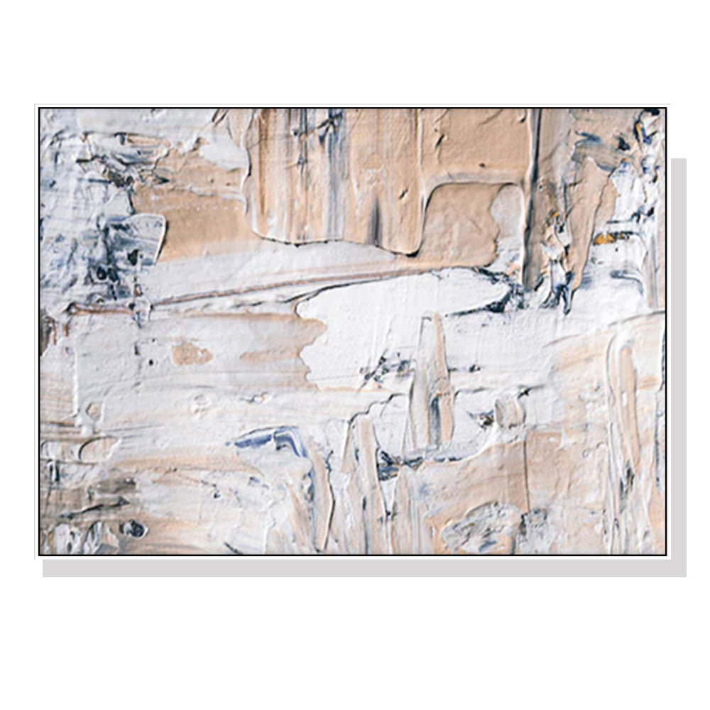 Framed Modern Abstract Canvas Art - 90cm x 135cm Oil Painting with White Frame