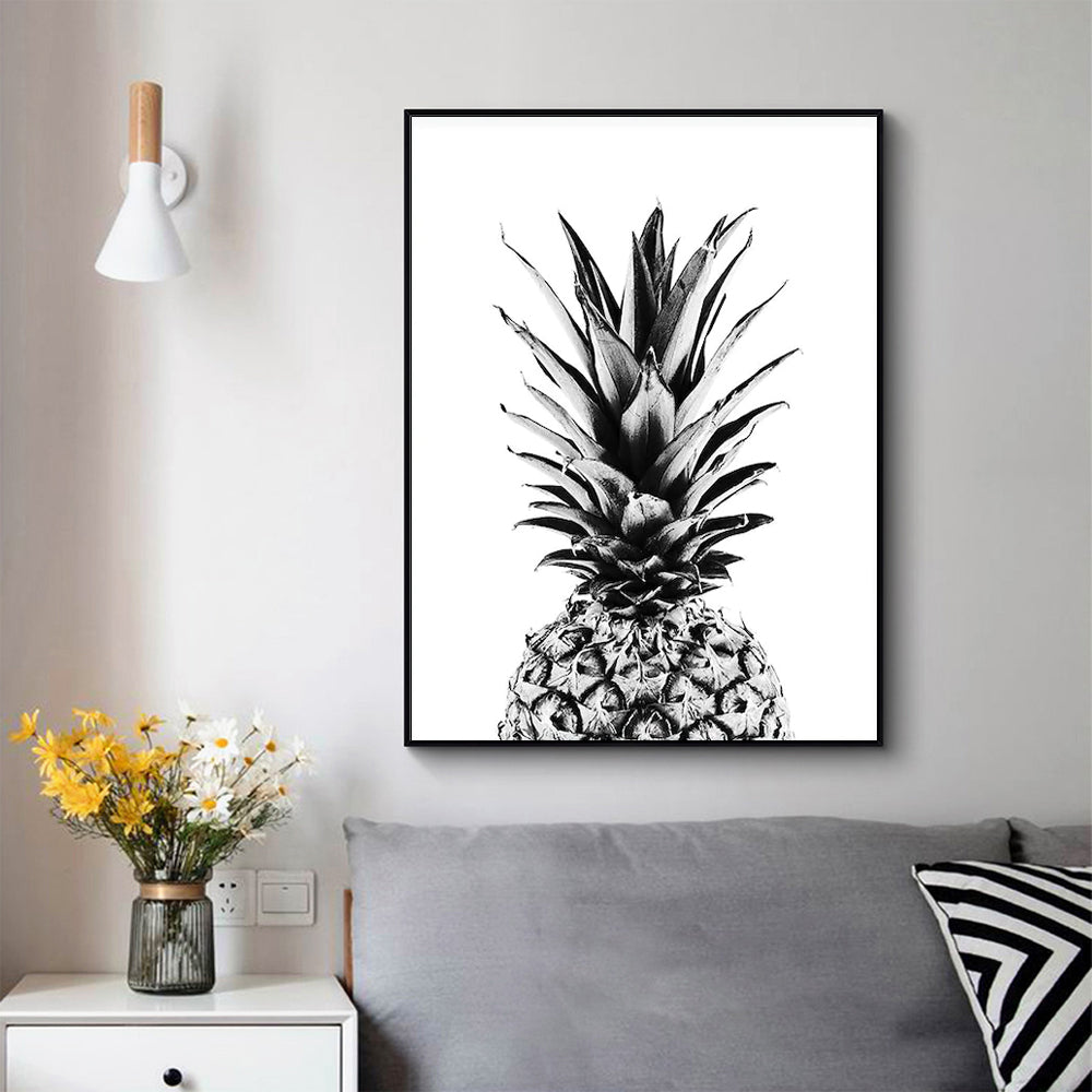 Pineapple Canvas Wall Art with Black Frame – 90cm x 135cm