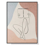 Elegant Canvas Wall Art: 90cm x 135cm Woman with Book in Black Frame