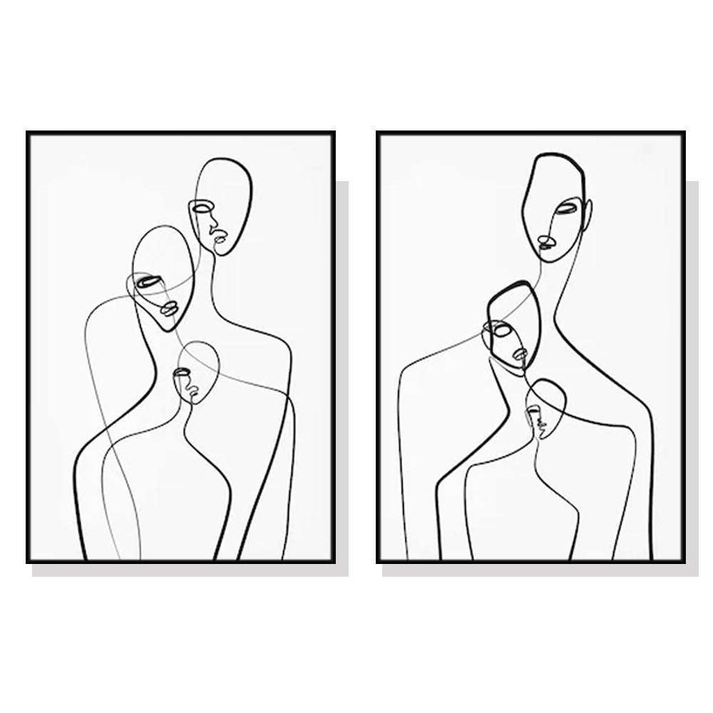 Abstract Figures Canvas Wall Art Set 90cm x 135cm with Black Floating Frames