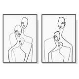 Abstract Figures Canvas Wall Art Set 90cm x 135cm with Black Floating Frames