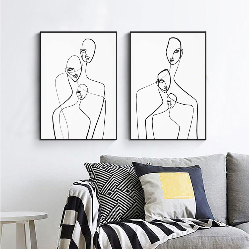 Abstract Figures Canvas Wall Art Set 90cm x 135cm with Black Floating Frames