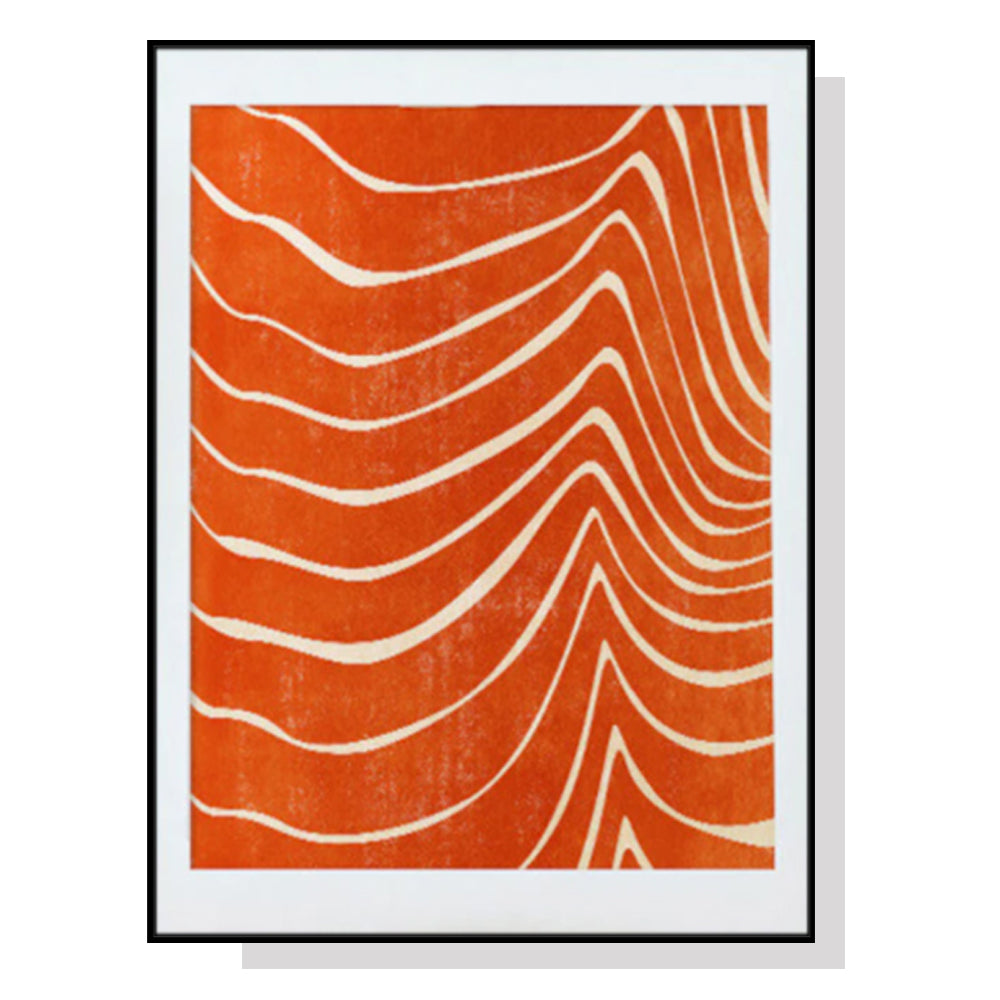 Framed Abstract Canvas Art - 100cm x 150cm in Orange and Black