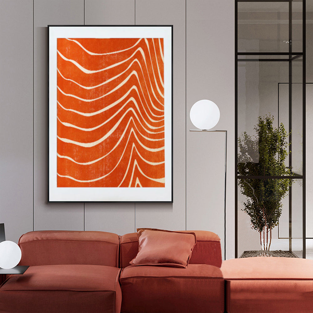 Framed Abstract Canvas Art - 100cm x 150cm in Orange and Black