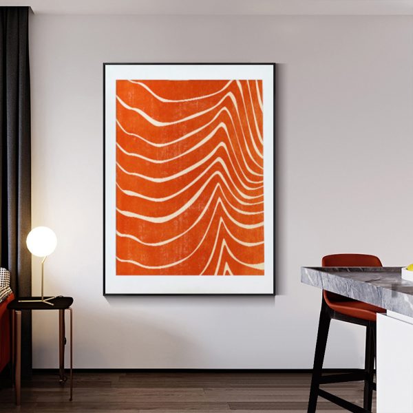 Framed Abstract Canvas Art - 100cm x 150cm in Orange and Black