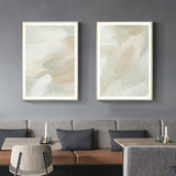 Beige and Sage Green Canvas Wall Art Set with Gold Frame - 40cm x 60cm