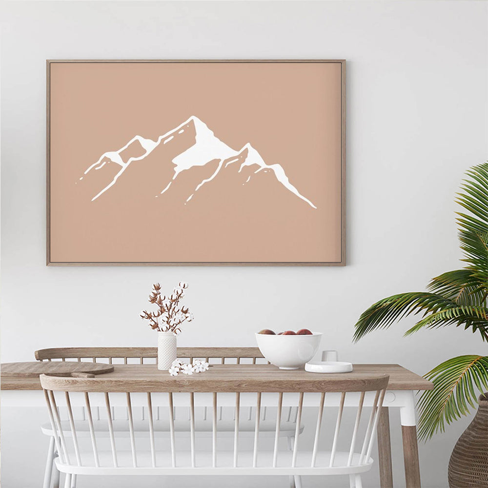 Black and White Mountain Triptych Canvas Art - 70cm x 100cm with White Frame