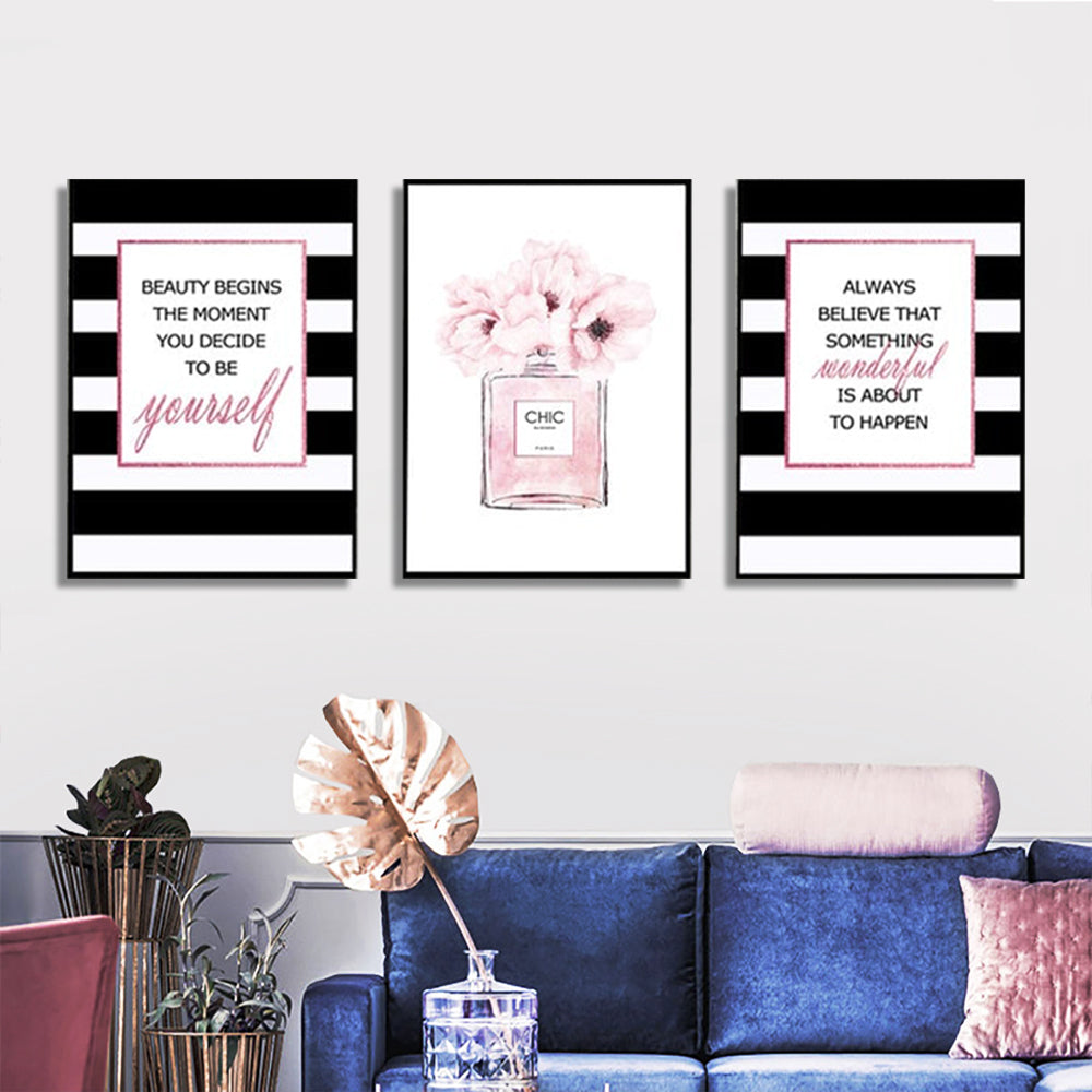 Framed 3-Piece Fashion Canvas Prints - 70cm x 100cm Wall Art Set