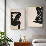 Elegant Female Figure Wall Art - 40cm x 60cm Gold Framed Canvas Set (2 Pieces)