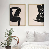 Elegant Female Figure Wall Art - 40cm x 60cm Gold Framed Canvas Set (2 Pieces)