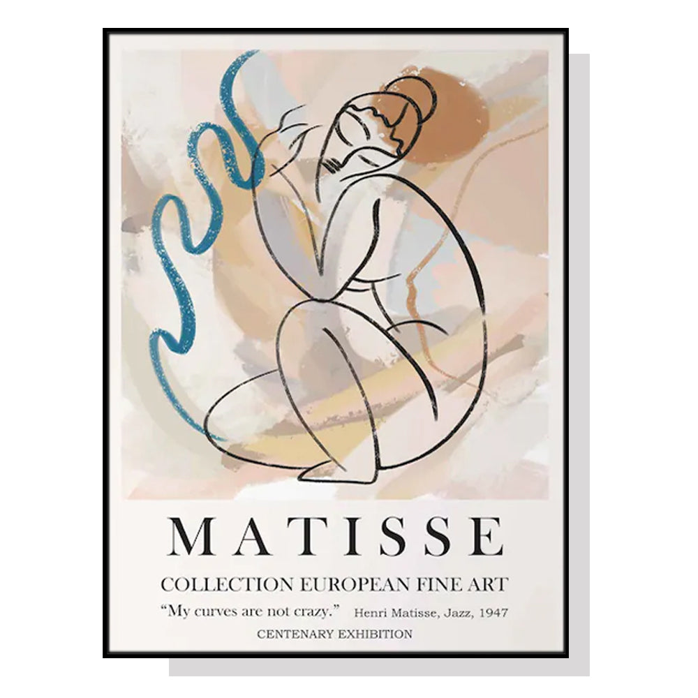 Matisse Nude Line Canvas Wall Art with Black Floating Frame - 90cm x 135cm