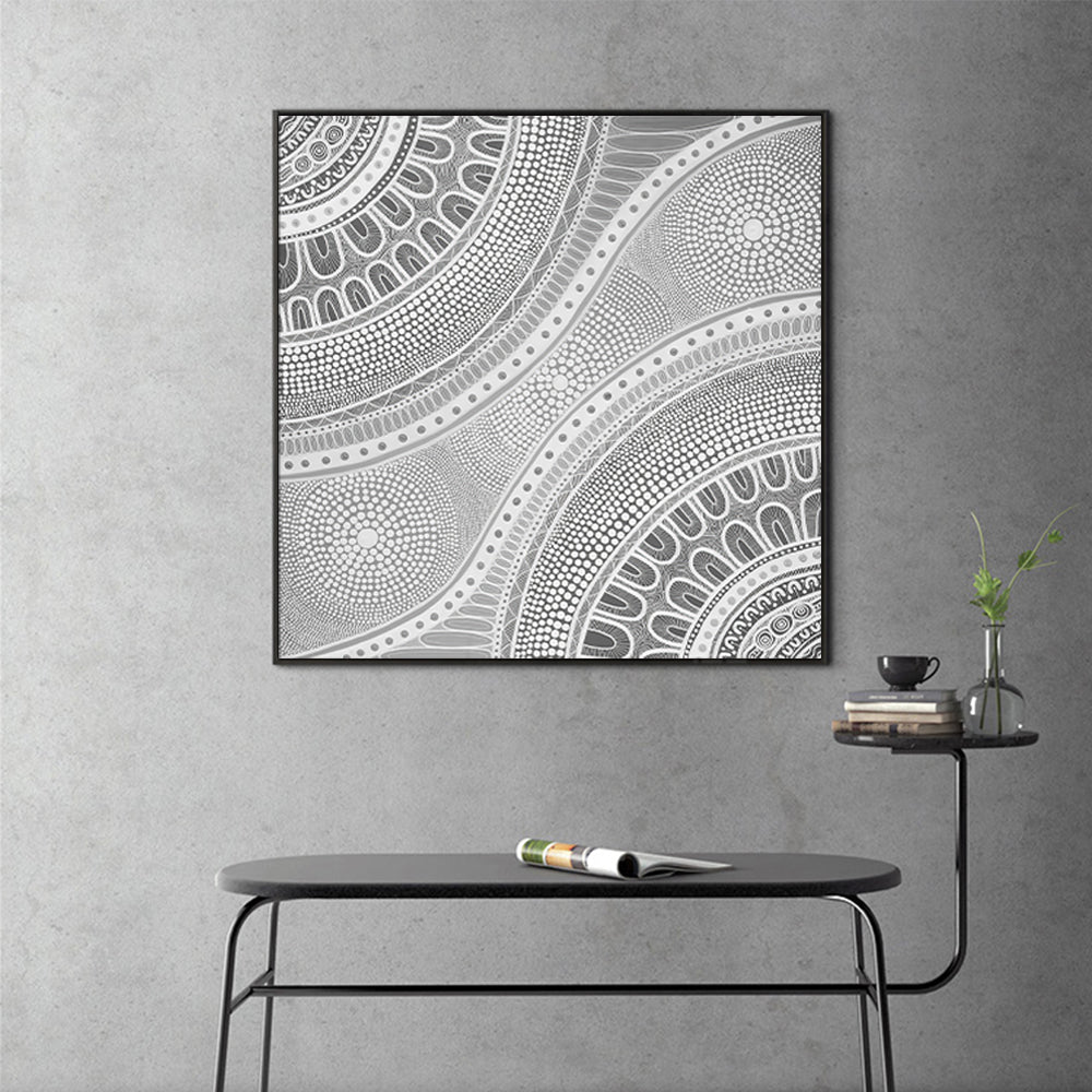 Nayiri Bami Black Framed Canvas Art - 90cm x 90cm