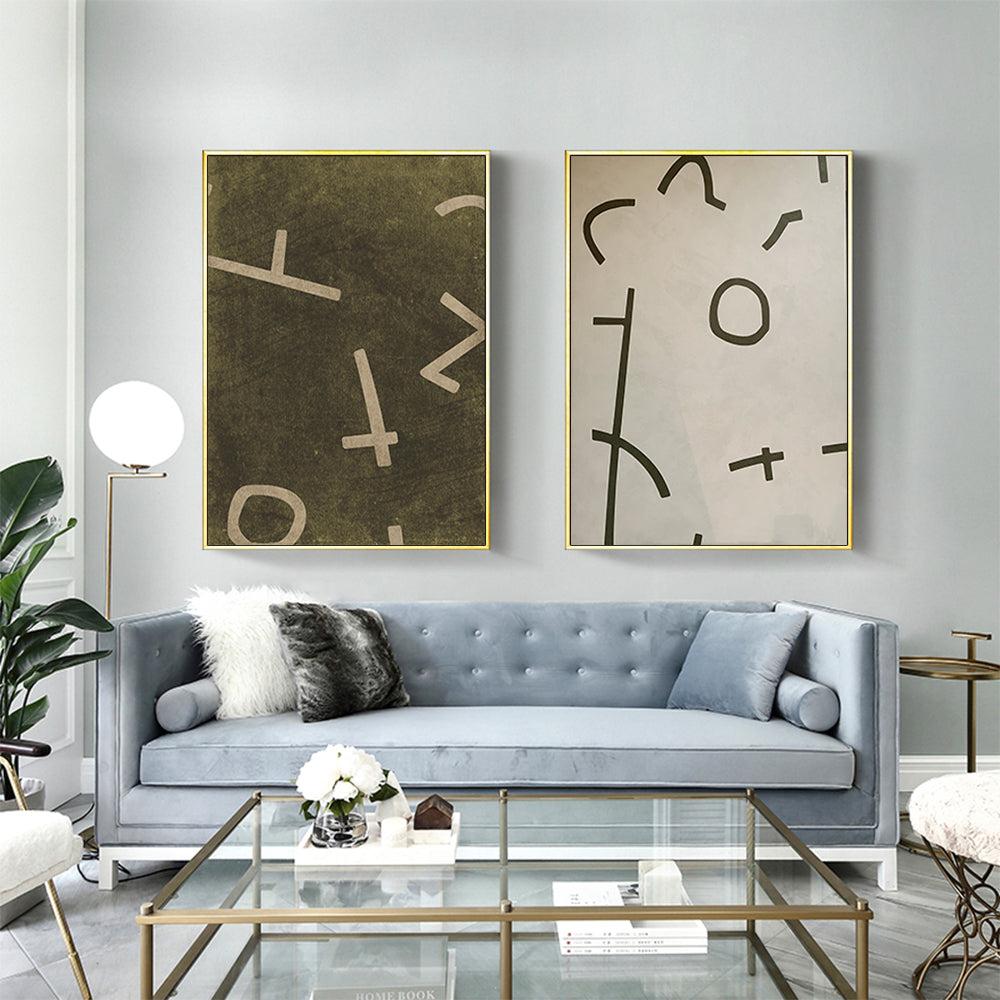 Neutral Canvas Art Set with Gold Frames - 90cm x 135cm, Elegant Wall Decor